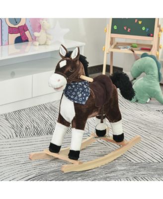 Glintex Kids Cowboy Plush Rocking Horse with Realistic Sounds, Holds 132 lbs, Ages 3-6