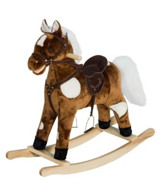 Glintex Plush Rocking Horse with Music and Wagging Tail, Holds 110 lbs, Ages 3+