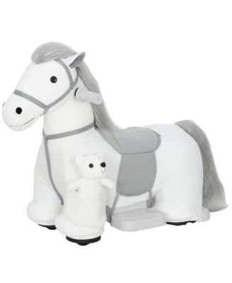 Glintex 6V Battery Powered Plush Ride-On Pony with Teddy Bear Puppet, 55 lbs, Ages 1.5-5