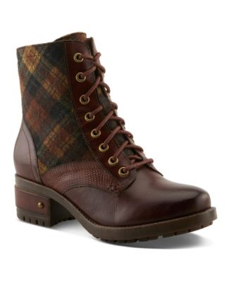 L`Artiste Women's Marty-plaid Lace-up Boots with Heritage Styling