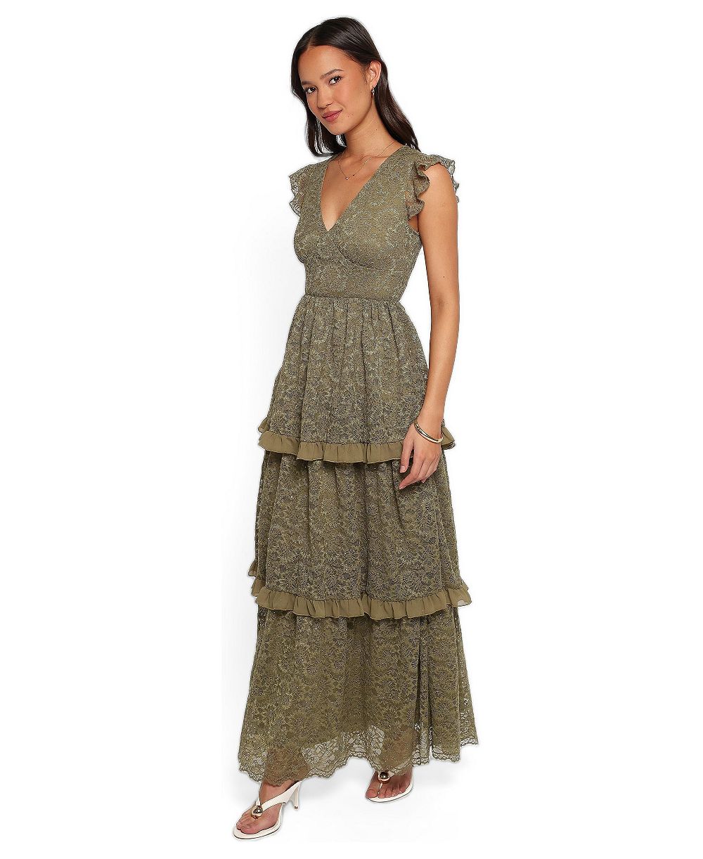 Petal and Pup Women's Cataleya Wedding Guest V-Neck Tiered Lace Maxi Dress