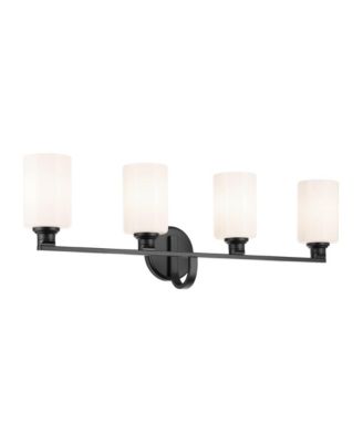 Kichler Gioe 4-Light Black Vanity Light with Opal Fluted Glass Shades