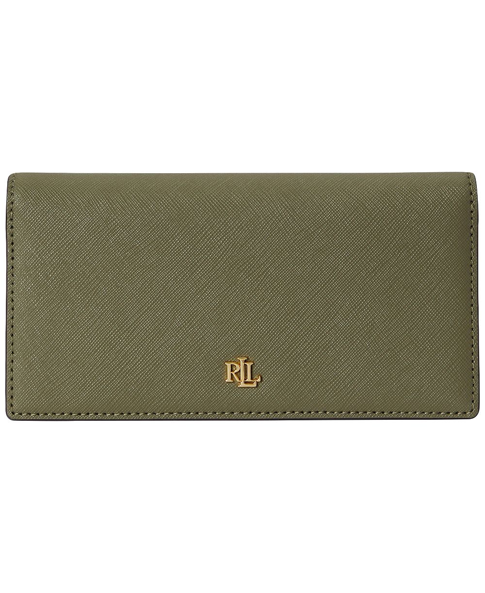 Lauren Ralph Lauren Crosshatch Leather Slim Mini Snap Closure Wallet