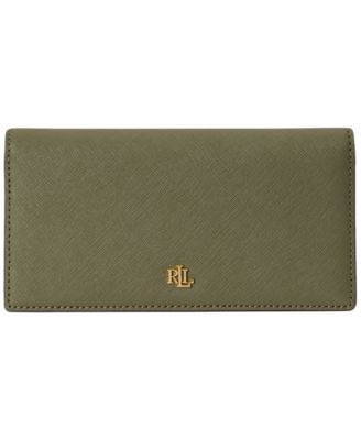 Lauren Ralph Lauren Crosshatch Leather Slim Mini Snap Closure Wallet