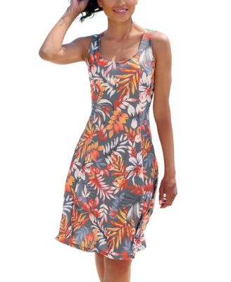 LASCANA Women's Floral-Print A-Line Strappy-Back Sundress