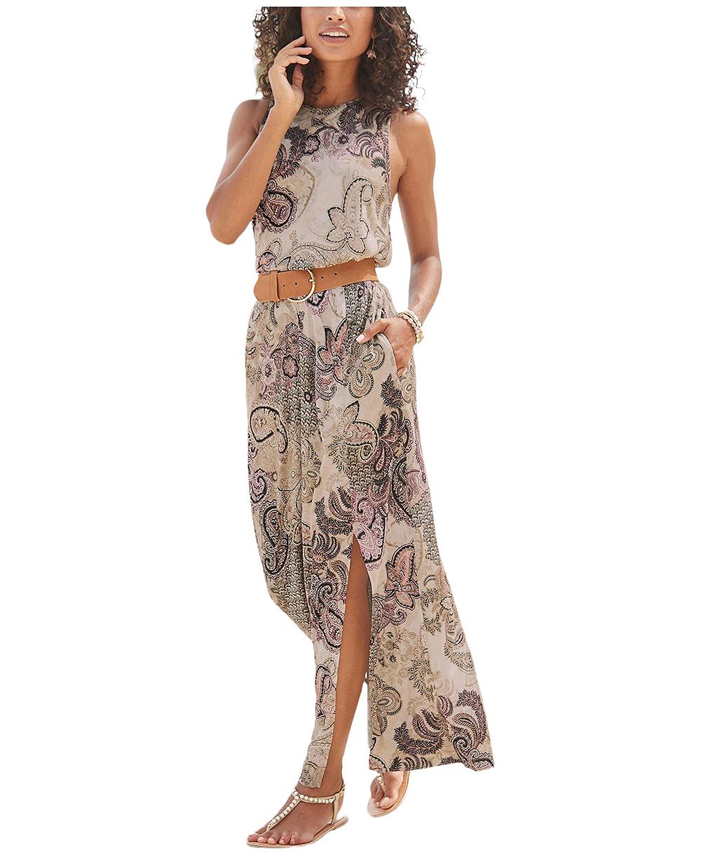 LASCANA Женское Printed Side-Slit Maxi Dress with Pockets
