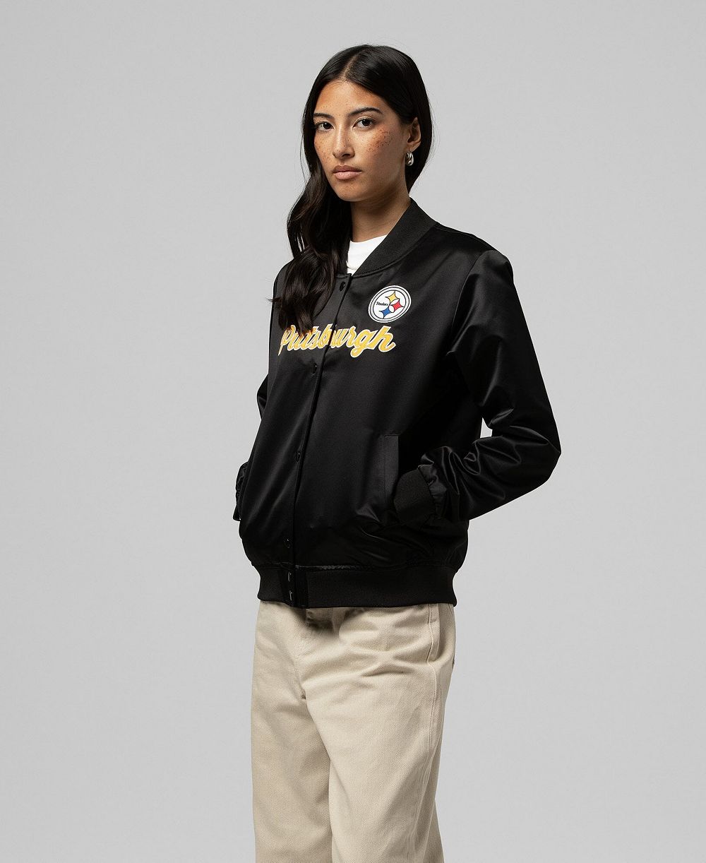 Mitchell & Ness Women's Black Pittsburgh Steelers Full-Snap Satin Jacket