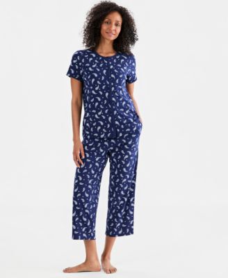 Charter Club Women's 2-Piece Cotton Printed Cropped Pajama set, Created for Macy's