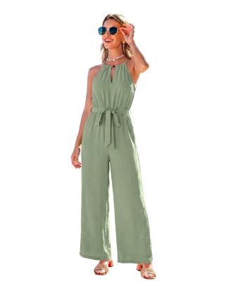 Cupshe Women's Halter Keyhole Wide-Leg Jumpsuit