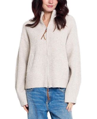 Central Park West Women's Vesper Oversized Ribbed Knit Full-Zip Sweater