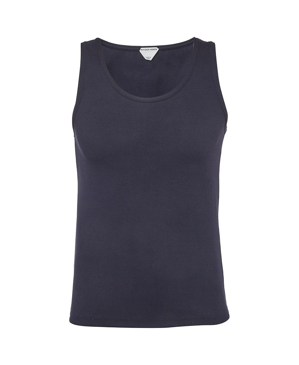 Женский топ с вырезом лодочкой Pre-Owned Bottega Veneta Women's Ribbed-Knit Scoop Neck Tank Top