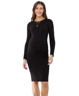 Hello Miz Maternity Long-Sleeve Bodycon Midi Dress