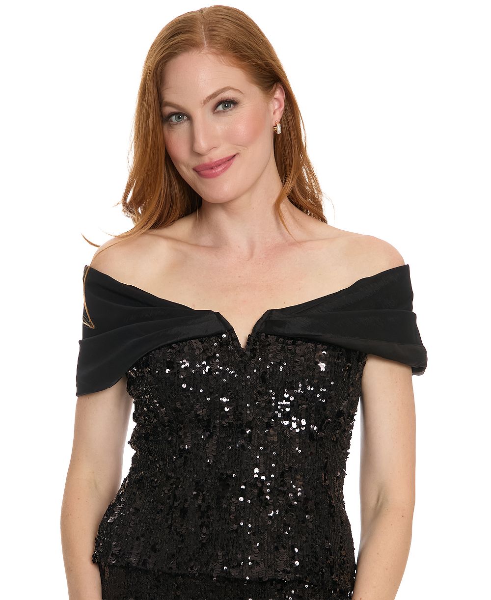 Muse Women's Off The Shoulder Sequin Crop Top