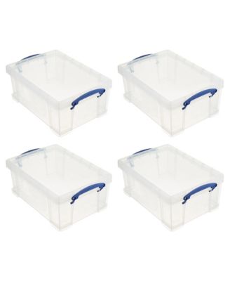 Really Useful Box 9L Storage Container with Snap Lid and Clip Lock Handle (4 Pack)