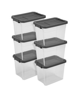 Прозрачный пластиковый контейнер для хранения Sterilite 30 Qt с серой защелкивающейся крышкой, 24 шт.