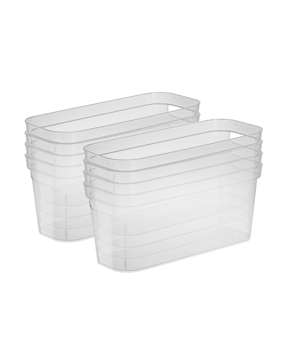 Sterilite 6.25x6.25x15 In Narrow Storage Bin with Carry Handles, Clear (8 Pack)