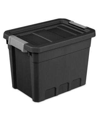Sterilite 7.5 Gal Rugged Industrial Storage Totes w/ Latch Lids, Black (18 Pack)