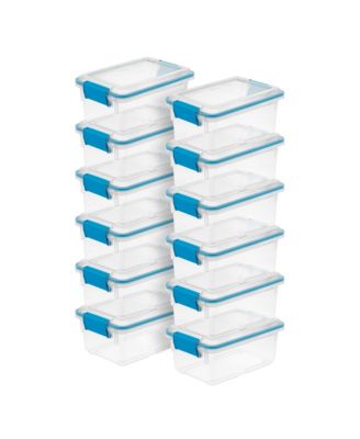Sterilite 7.5 Quart Clear Plastic Storage Box and Lid w/ Blue Latches (12 Pack)