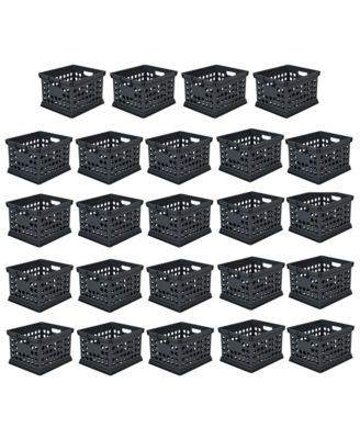 Sterilite Stackable Plastic Storage Open Crate Bin Organizer Box, Black, 24 Pack