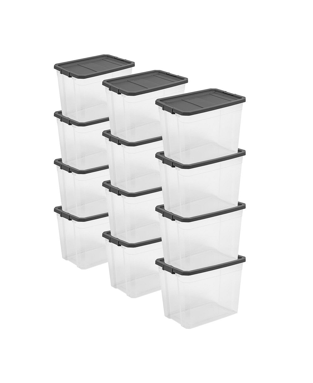 Sterilite 108 Qt Clear Stacker Storage Container Tote w/ Latching Lid, 12 Pack