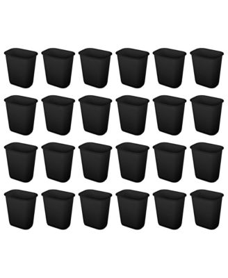 Sterilite 3 Gallon Rectangular Wastebasket Small Home Trash Bin, 24 Pack, Black