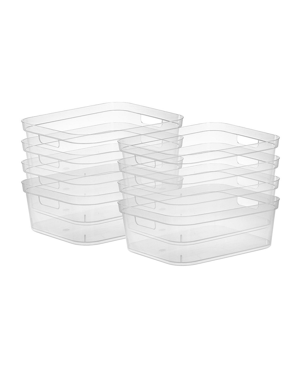Sterilite 5.25 x 12 x 15 Inch Storage Bin w/ Carry Through Handles, Clear, 8 Ct