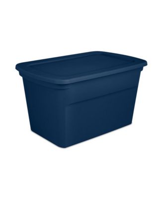 Sterilite Classic Lidded Stackable 30 Gal Storage Tote Container, Blue, 24 Pack