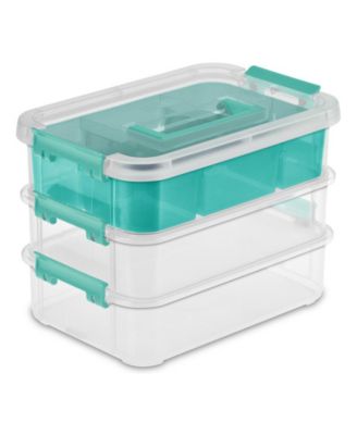 Sterilite Convenient Home 3-Tiered Stacking Carry Storage Box, Clear (24 Pack)