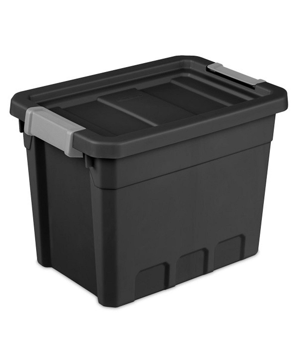 Sterilite 7.5 Gal Rugged Industrial Storage Totes w/ Latch Lids, Black (24 Pack)
