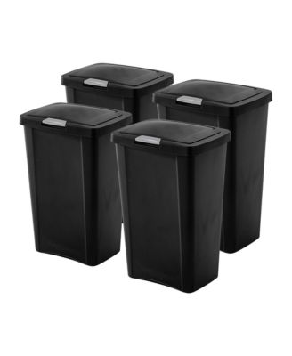 Sterilite 13 Gallon TouchTop Wastebasket with Titanium Latch, Black (4 Pack)
