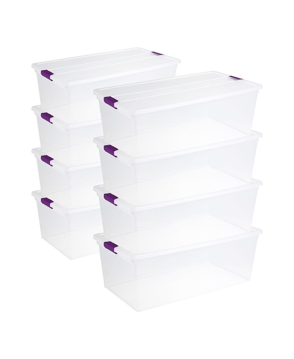 Sterilite 110 Qt ClearView Latch Storage Box, Stackable Bin with Lid, 8-Pack