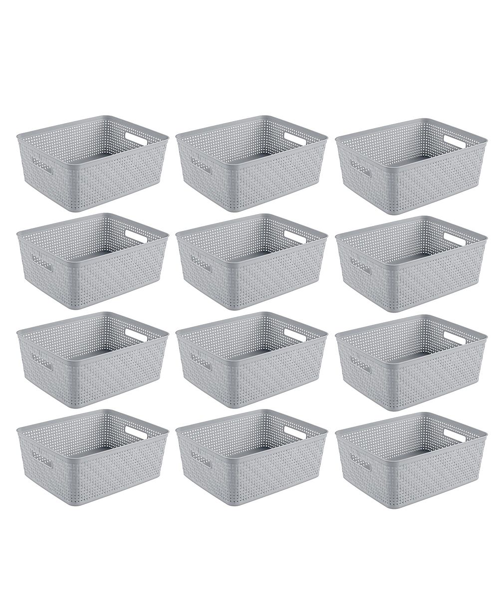 Sterilite 14'' x 11.5'' x 5'' Woven Rectangular Short Basket Organizer (12 Pack)