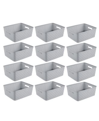 Sterilite 14'' x 11.5'' x 5'' Woven Rectangular Short Basket Organizer (12 Pack)