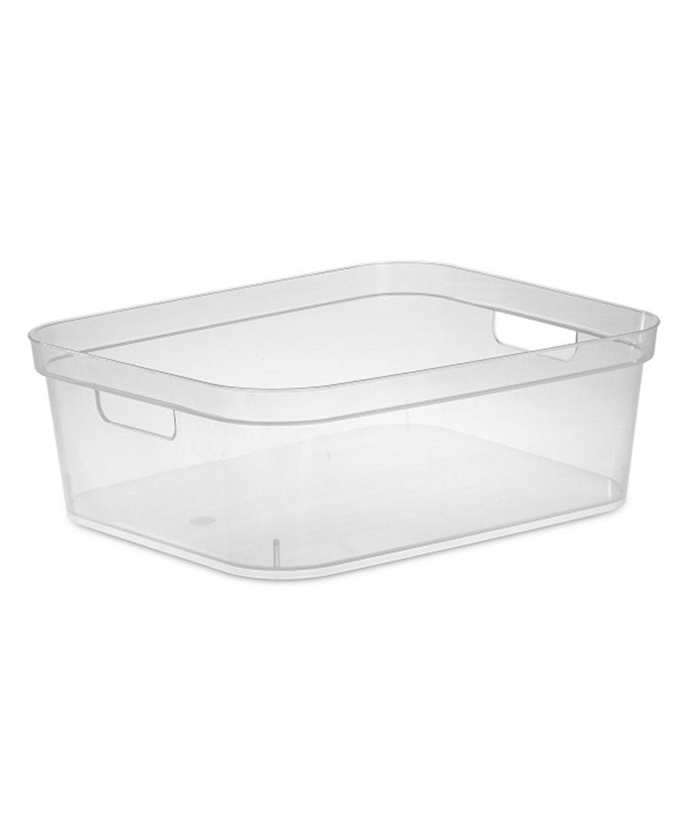 Sterilite 5.25 x 12 x 15 Inch Storage Bin w/ Carry Through Handles, Clear, 24 Ct