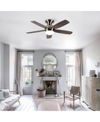 Sofucor 52-in Modern Nickel Flush Mount Ceiling Fan with LED Light and Remote Control Included 5-Blade