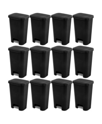 Sterilite 11.9 Gal Rectangle Step On Trash Kitchen Wastebasket, Black (12 Pack)