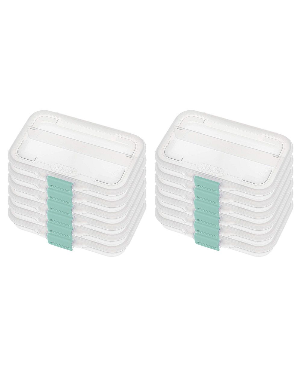 Sterilite Convenient Small Divided Clear Storage Pencil Box and Latch Lid, 12 Pack