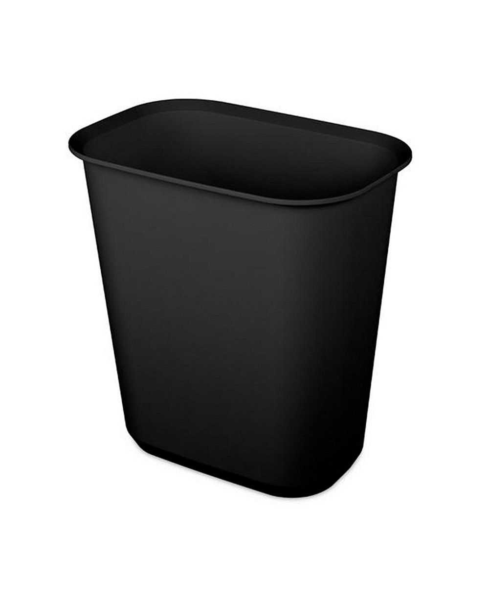 Sterilite Rectangular Wastebasket 5.5 Gallon Open Top Trash Bin, 24 Pack, Black