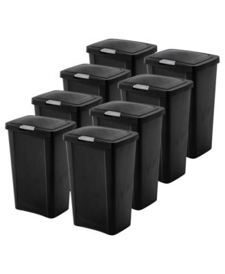 Sterilite 13 Gallon TouchTop Wastebasket with Titanium Latch, Black (8 Pack)