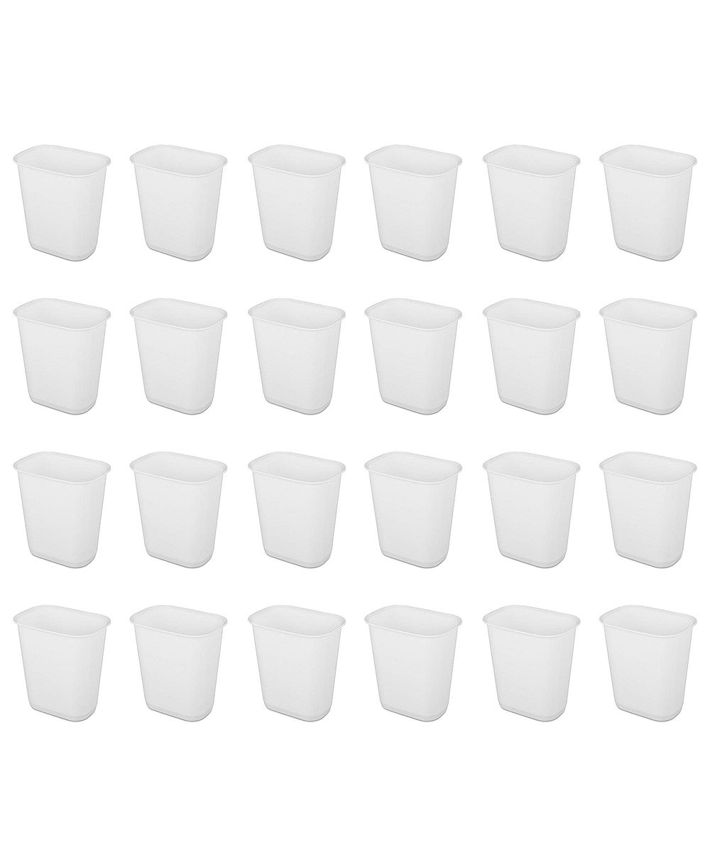 Sterilite 3 Gallon Rectangular Wastebasket Small Home Trash Bin, 24 Pack, White