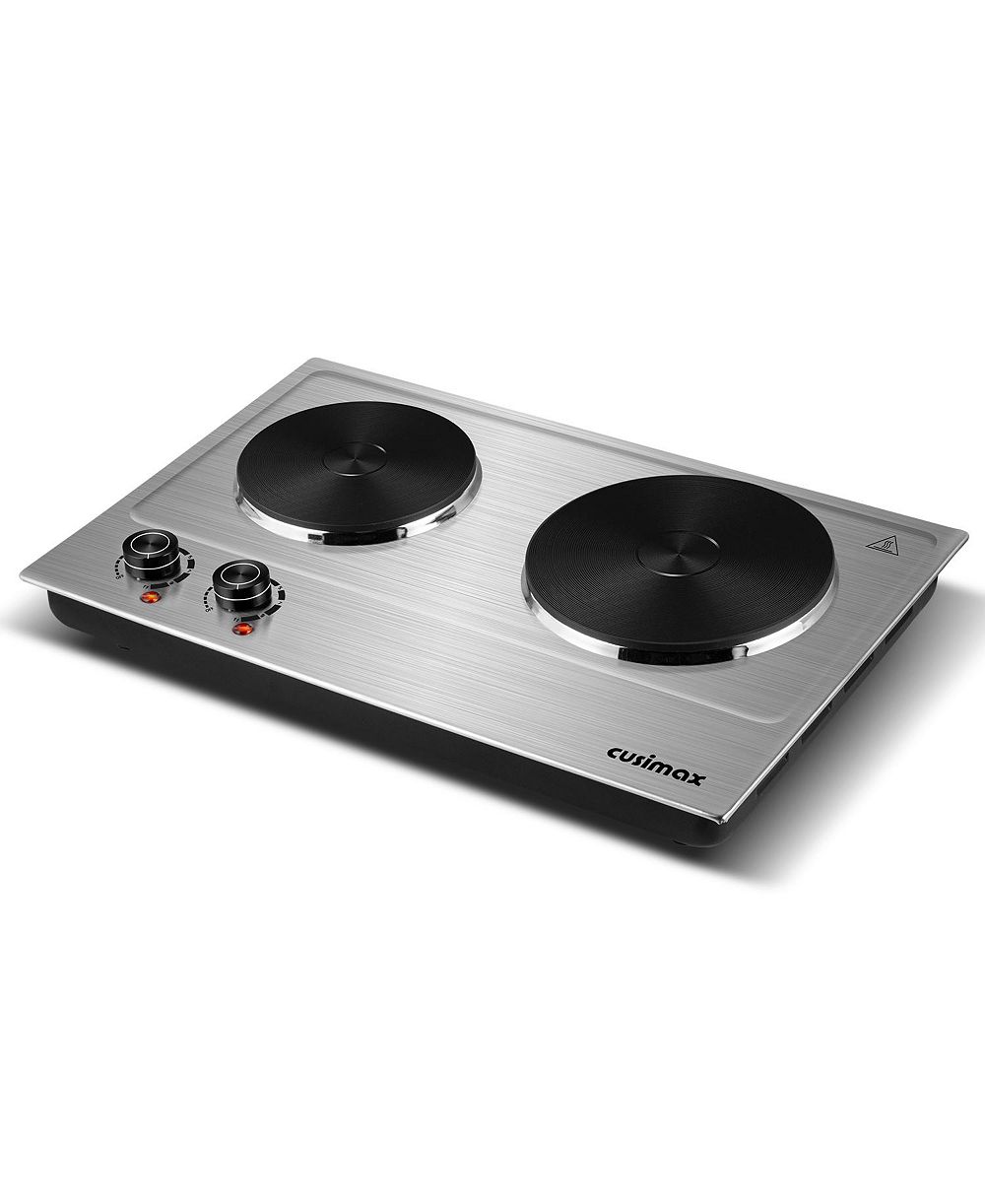 CUSIMAX 1800W портативная настольная электрическая плита с двумя чугунными конфорками 7.4 и 6.1 дюйма с регулировкой температуры