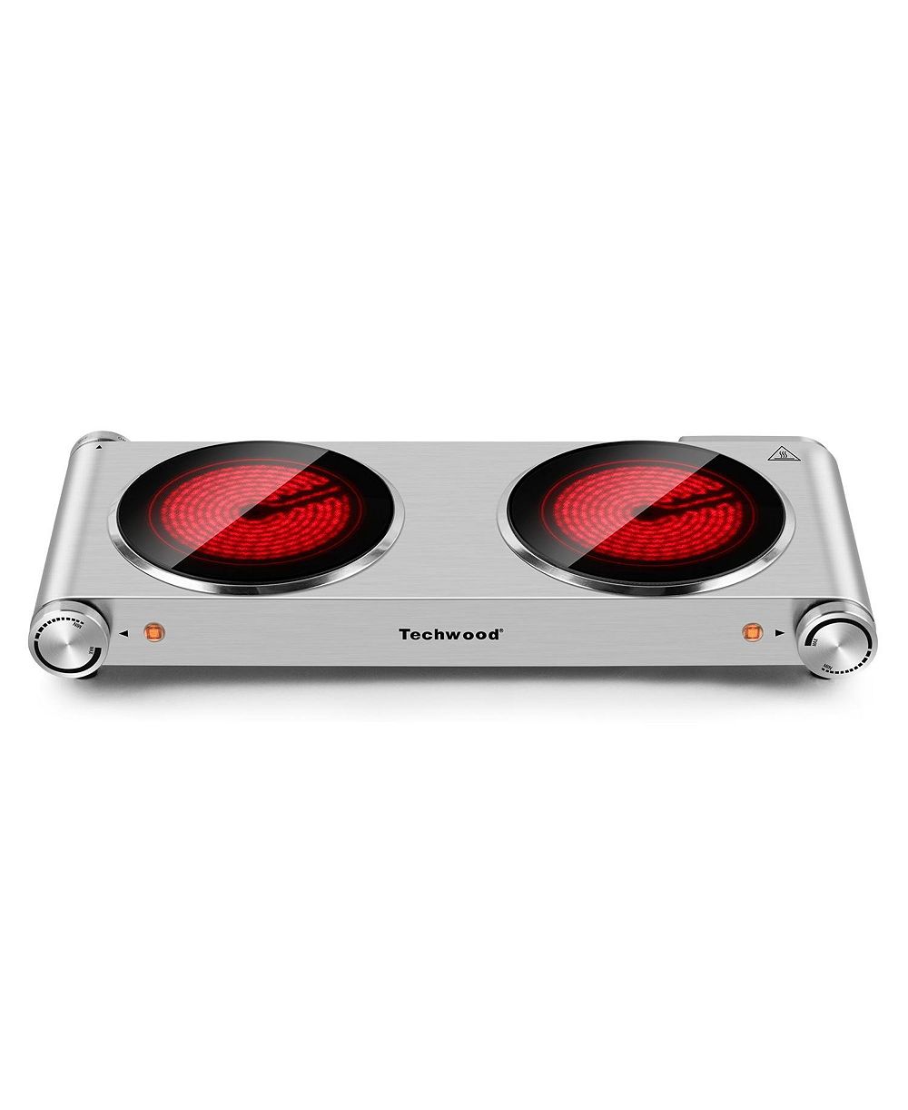 TECHWOOD 1800 Вт, 2 конфорки, электрическая инфракрасная керамическая плита, легкая очистка, управление кнопкой, настольная