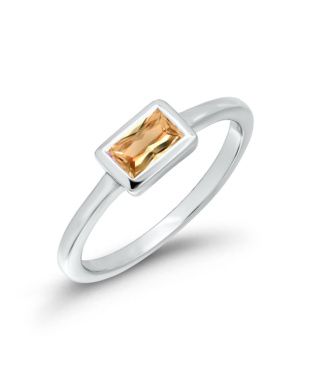 Macy's Cubic Zirconia Champagne Baguette Pinky Ring