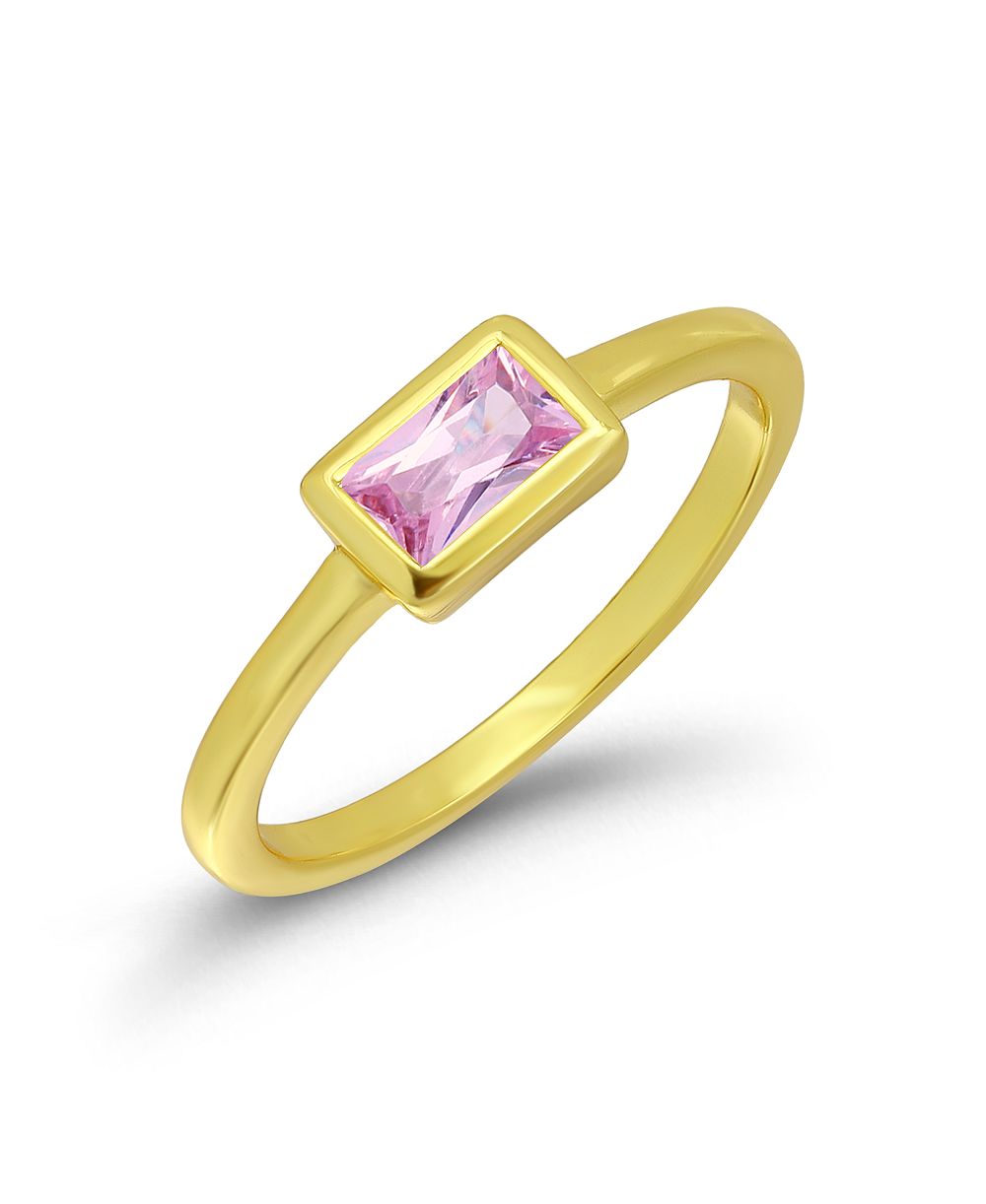 Кольцо Macy's Pink Cubic Zirconia Baguette Stackable Pinky Ring