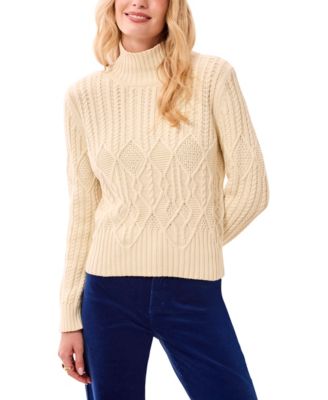 TRIBAL Women's Mock Neck Cable Knit Long Sleeve Sweater