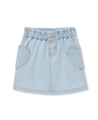 Lands' End Girls' 4-16 Denim Heart-Shaped Cargo Pockets Elastic-Waist Skirt