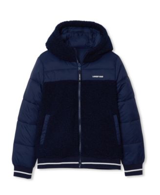 Lands' End Boys' and Girls' 4-16 FeatherFree Reversible Water-Resistant Hooded Jacket