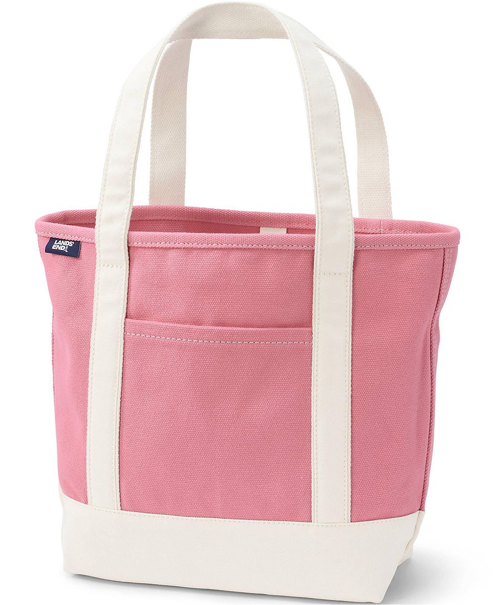 Lands' End Medium 5 Pocket Open Top Canvas Tote Bag