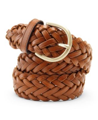 Lands' End Women's Plus Size Leather Braided Belt