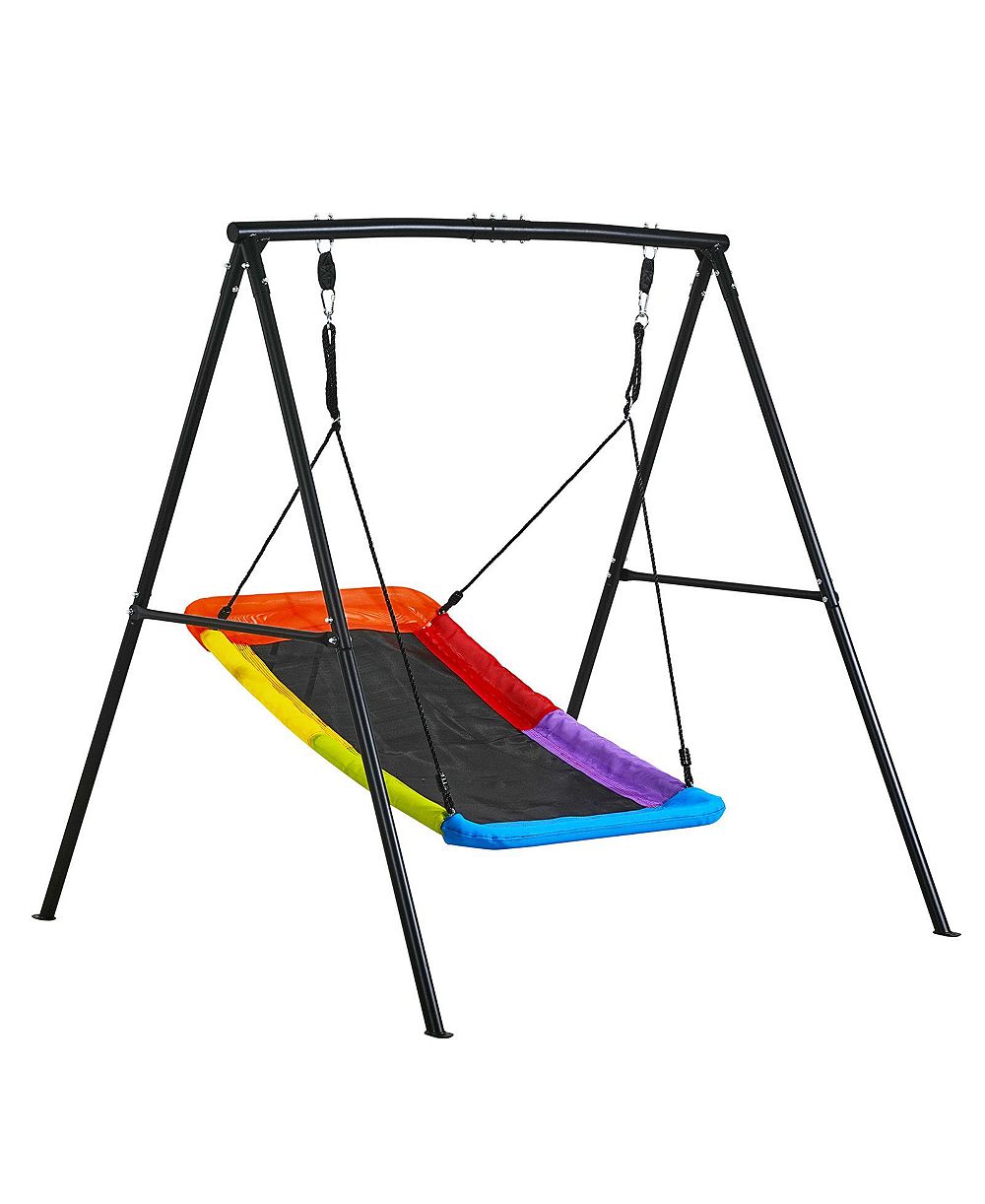 Glintex качели A-Frame для заднего двора, сиденье-тарелка 60 x 32 in, углеродистая сталь, нагрузка 440 lb, от 3 лет